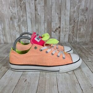 Converse All Star Low Top Sneakers Neon Trim Accents Casual Shoes‎ Size 5